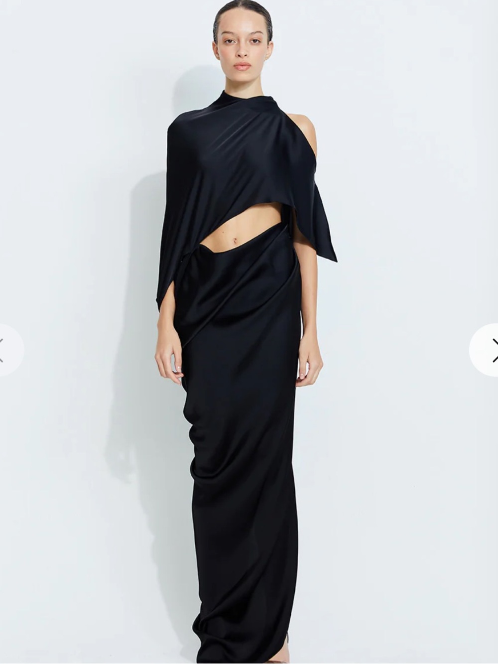 Sirapop Sophia Black One-Shoulder satin dress current season $598